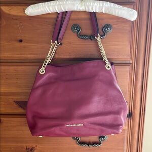 Michael Kors Red and Gold Shoulder Bag with Luxurious Chain Straps